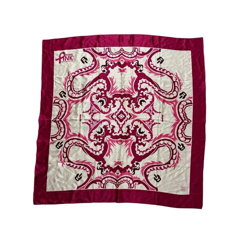 Chloe Dao 100% Silk Zeta Tau Alpha Think Pink Scarf Wrap Shawl Pink - Picture 3 of 5